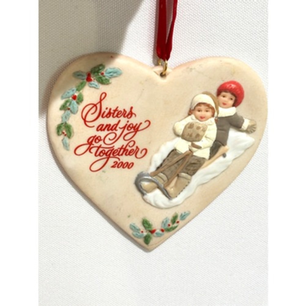 Hallmark Keepsake Heart‎ Ornament Sisters and Joy go together Holiday porcelain